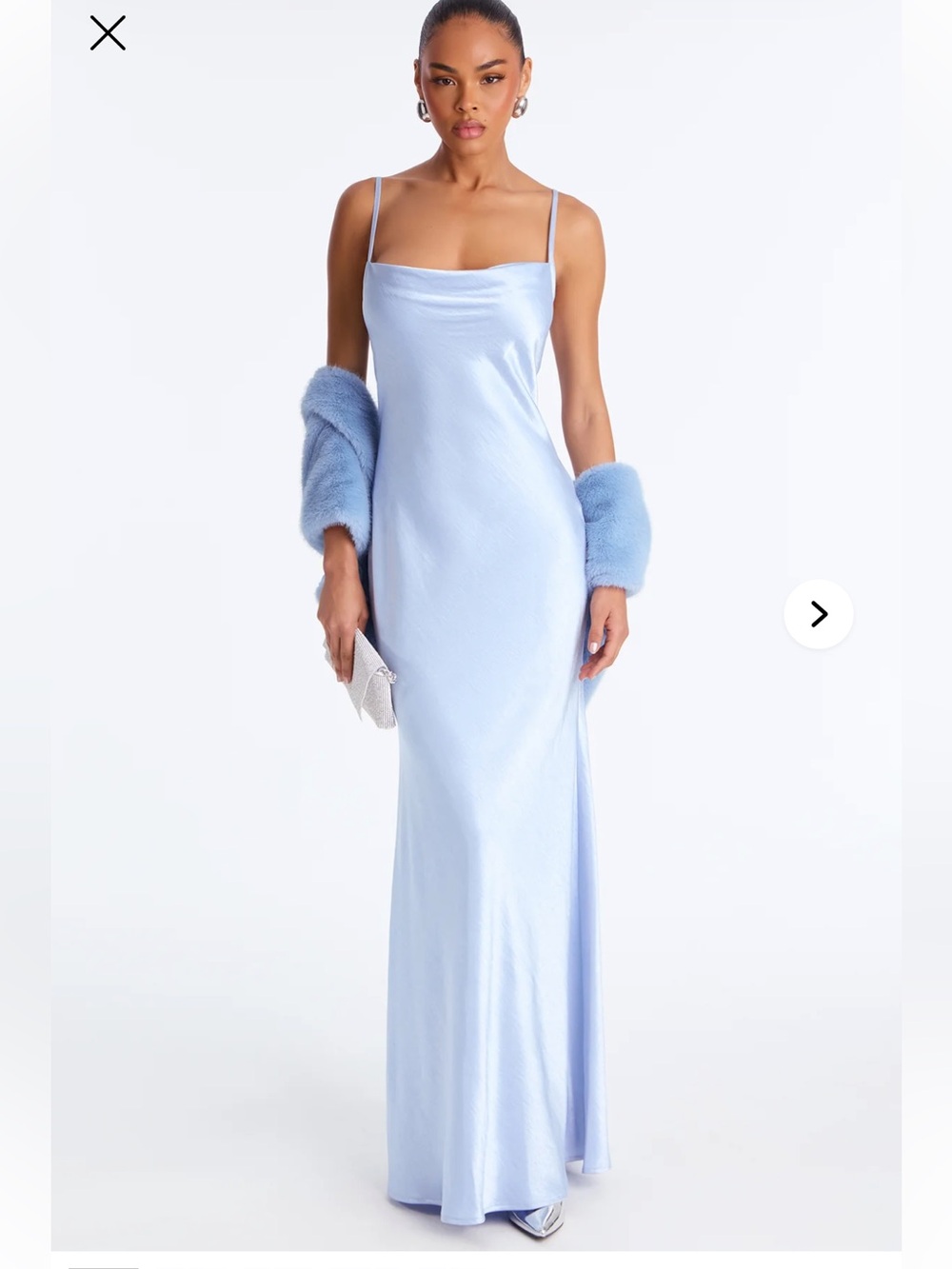 Riley Elegant Light Blue Slip Maxi Dress with Cowl Neck & Wrap nwt Sz XL